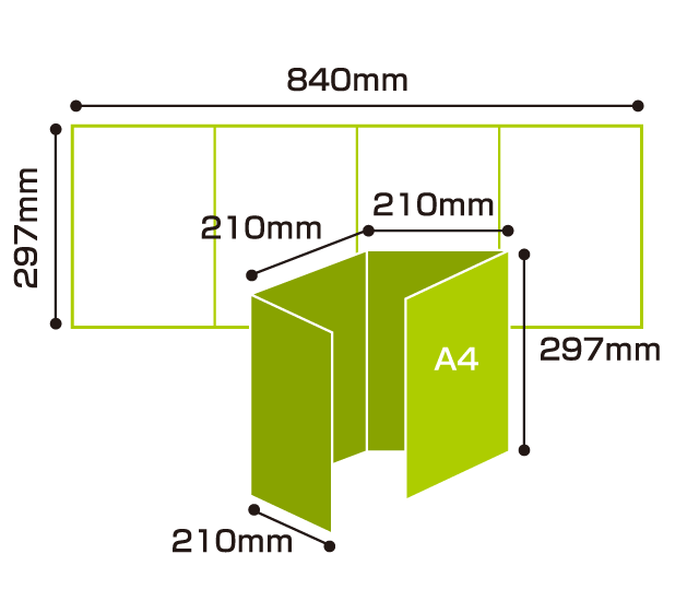 縦型4つ折パンフ図